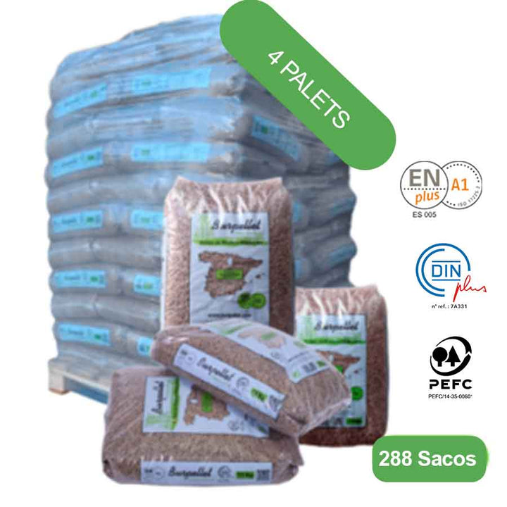 Burpellet -4 Palets de 288 Sacos certificado Enplus 15 kg