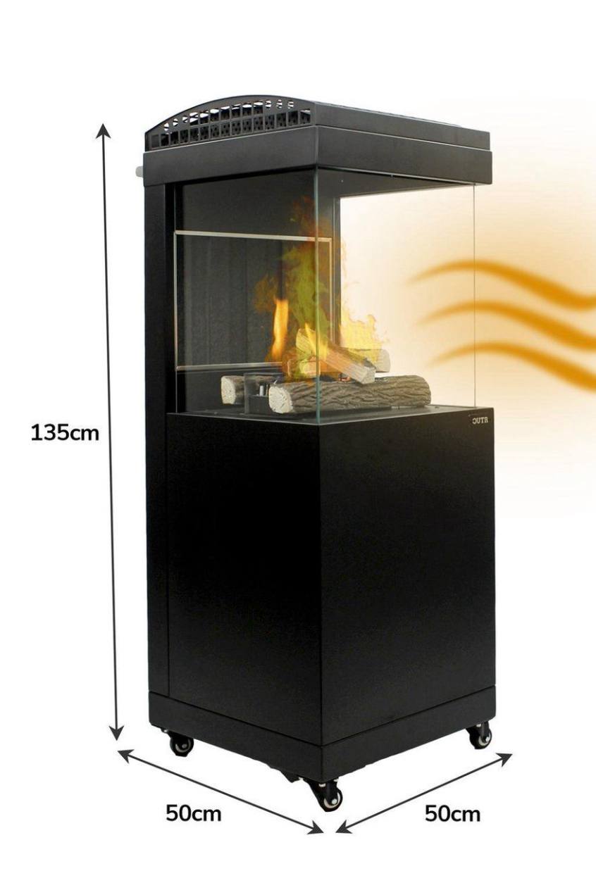 Calefactor de terraza – Hogar exterior a gas – de pie 9Kw – cubierta incluida