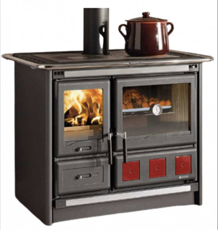 Cocina de Leña Rosa XXL Negro Antracita 10kW